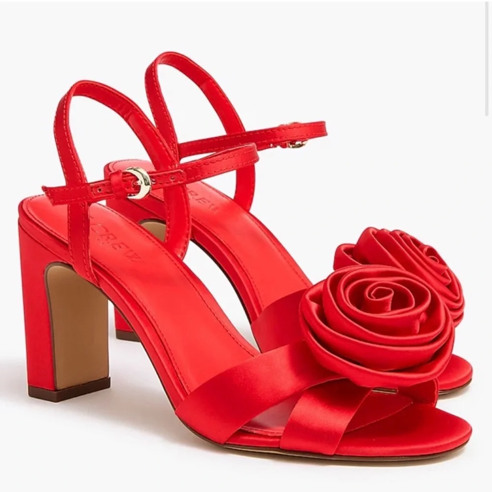 NWT J Crew Satin Rosette Heels